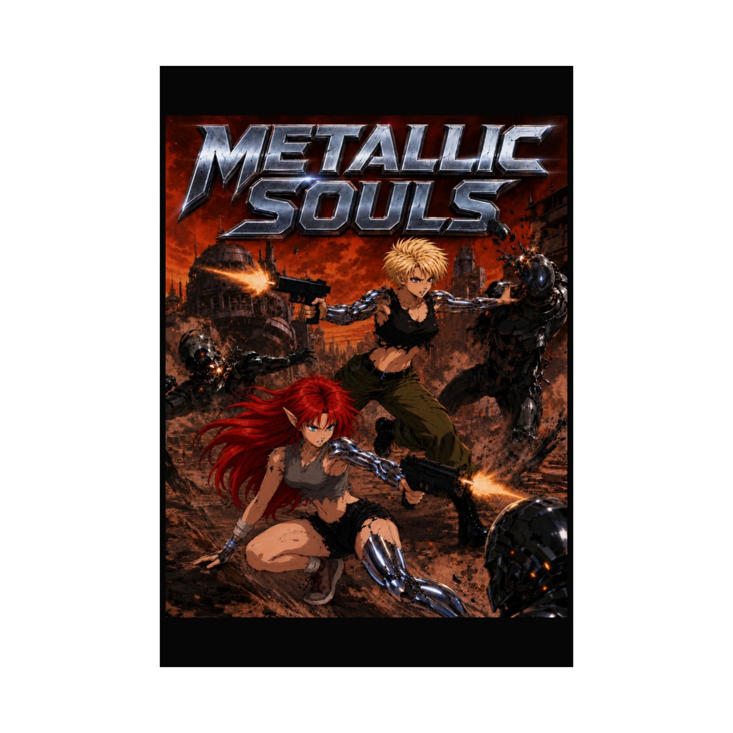 Metallic Souls Poster — Anime Sci‑Fi Action Matte Vertical Print