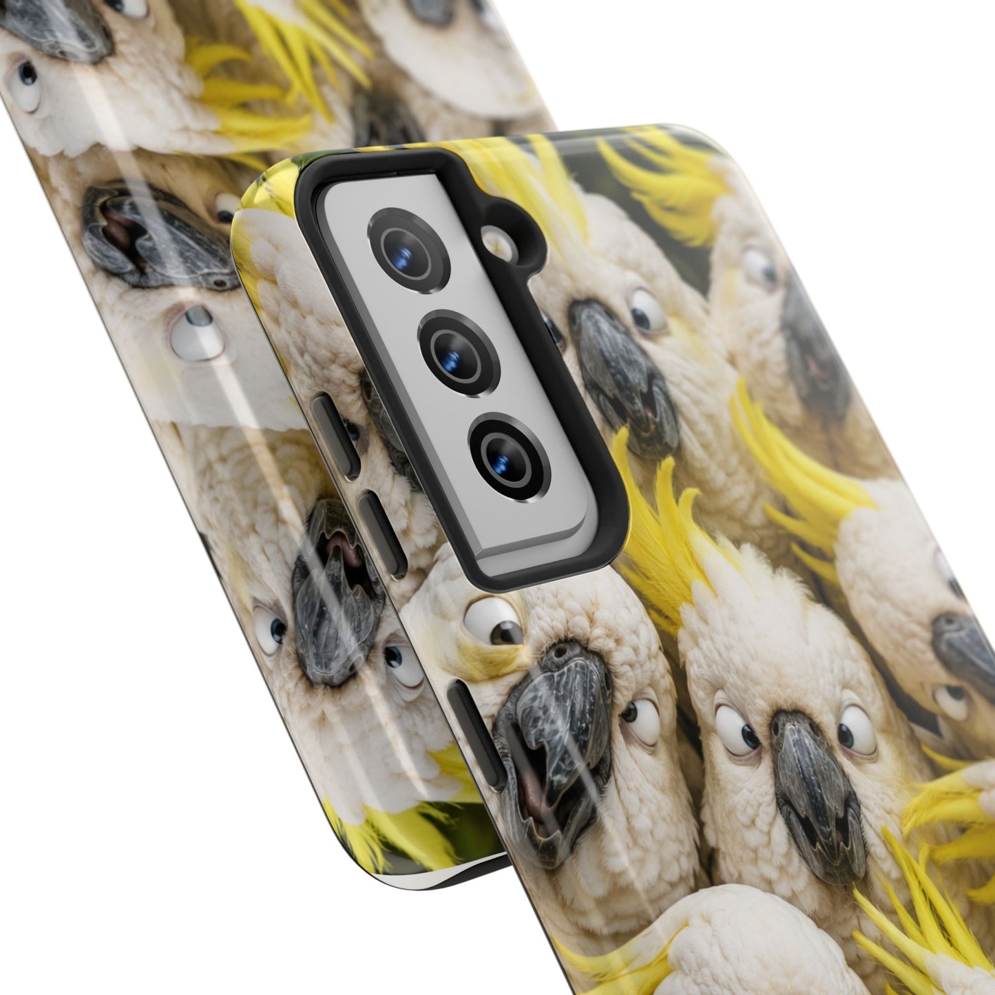 Cockatoo Collage Tough Phone Case — Funny Yellow Crested Bird Protective Phone Cover