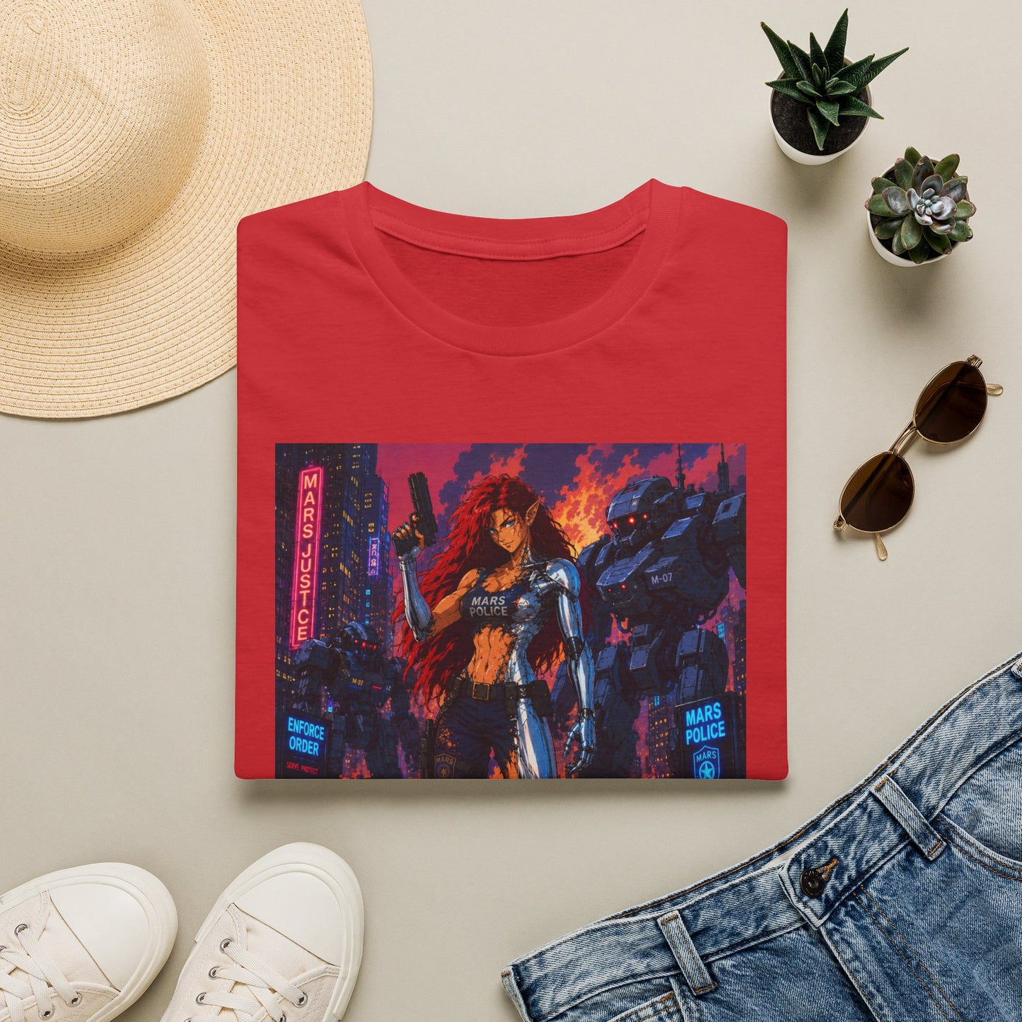 Cyberpunk Warrior T‑Shirt — 'Metallic Soul' Futuristic Anime Graphic