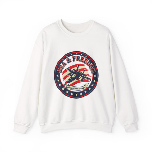USA & Freedom Crewneck Sweatshirt | patriotic, faith-based vintage Americana