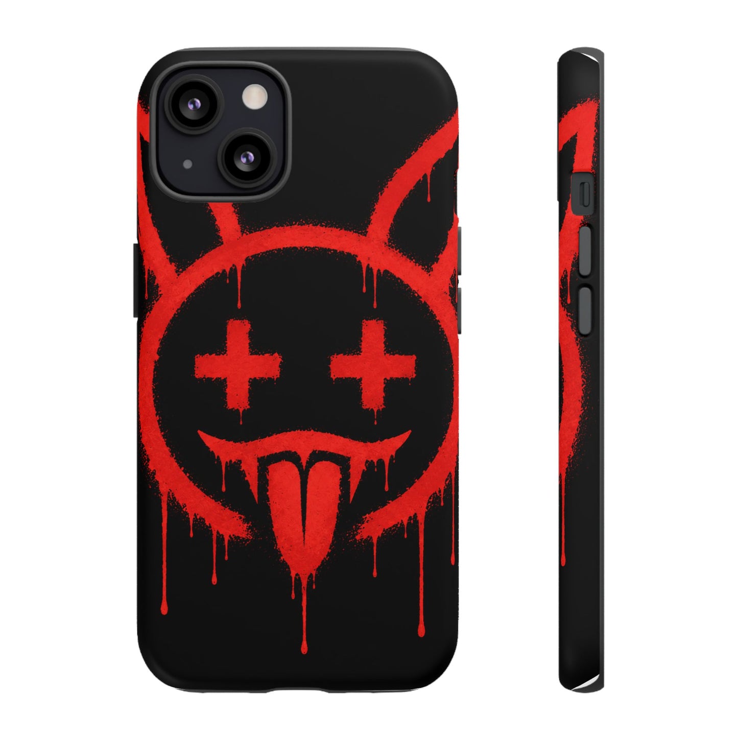Phone Case - Metallic Souls Red Drip Smiley Graffiti Design