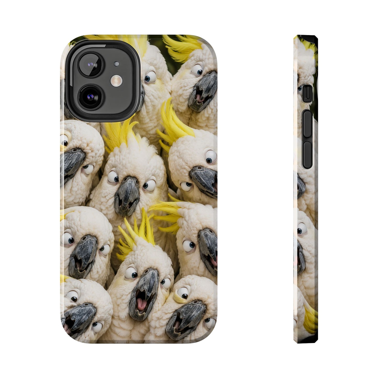 Cockatoo Collage Tough Phone Case — Funny Yellow Crested Bird Protective Phone Cover