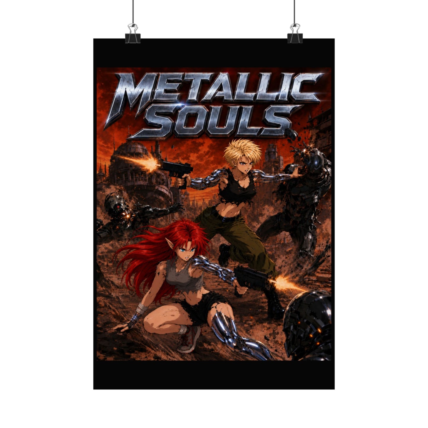 Metallic Souls Poster — Anime Sci‑Fi Action Matte Vertical Print