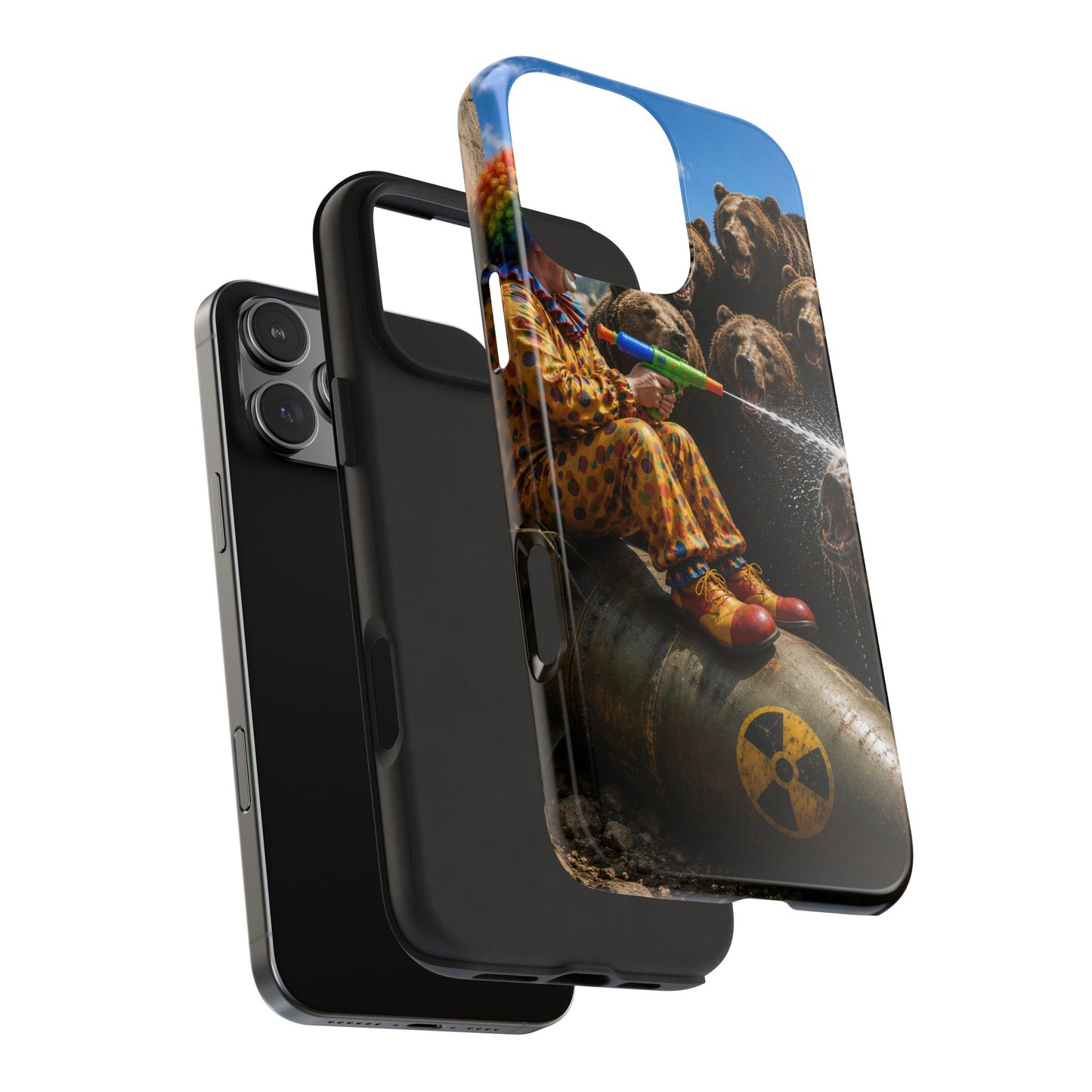 Tough Phone Case — Surreal Clown vs. Bears Protective Phone Cover
