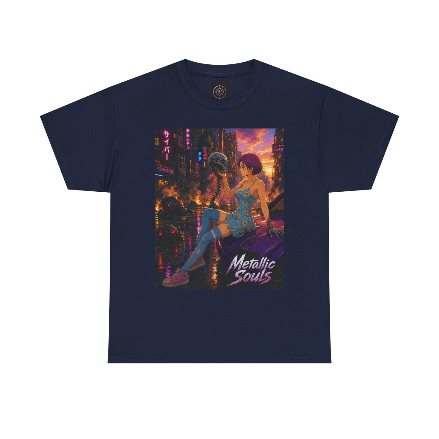 Metallic Souls Tee — Cyberpunk Anime Graphic T-Shirt