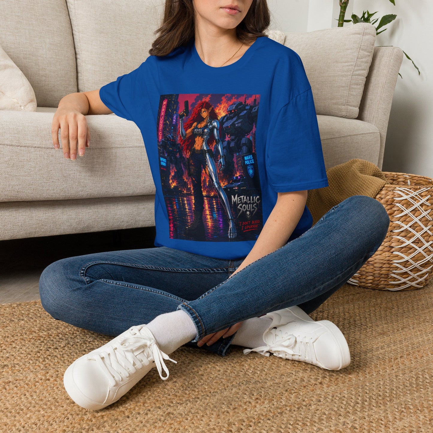 Cyberpunk Warrior T‑Shirt — 'Metallic Soul' Futuristic Anime Graphic