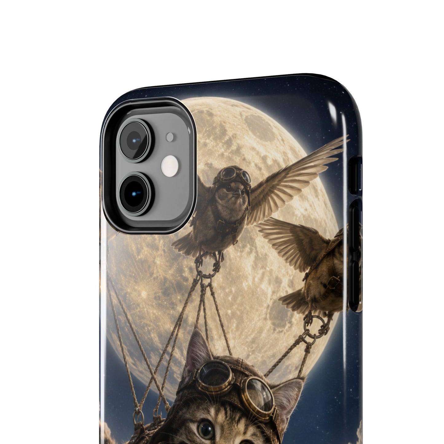 Cat Pilot Phone Case — Adventure Kitty Moonlit Flight Tough Protection