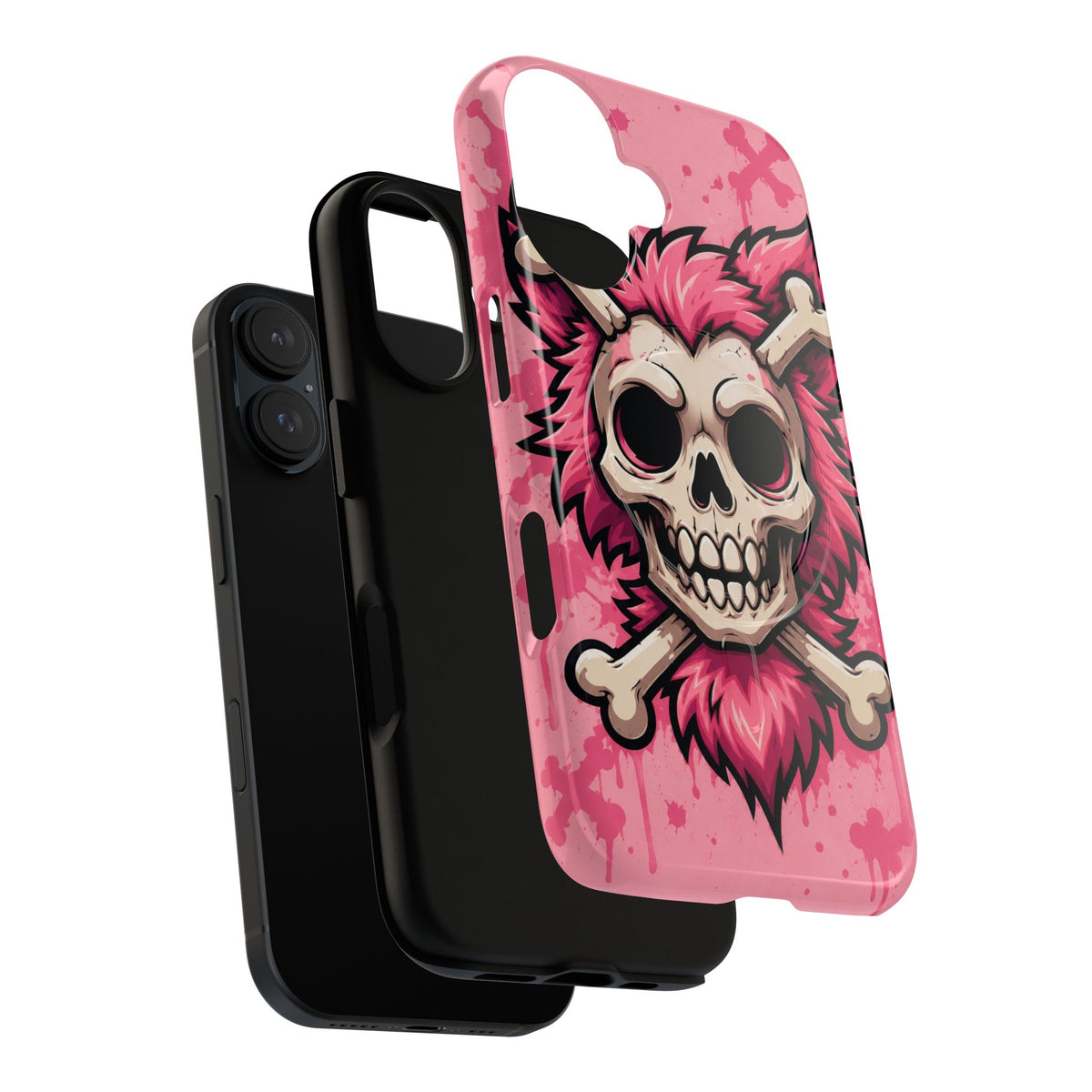 Pink Skull & Crossbones Tough Magnetic Phone Case — Punk Rock Protective Cover