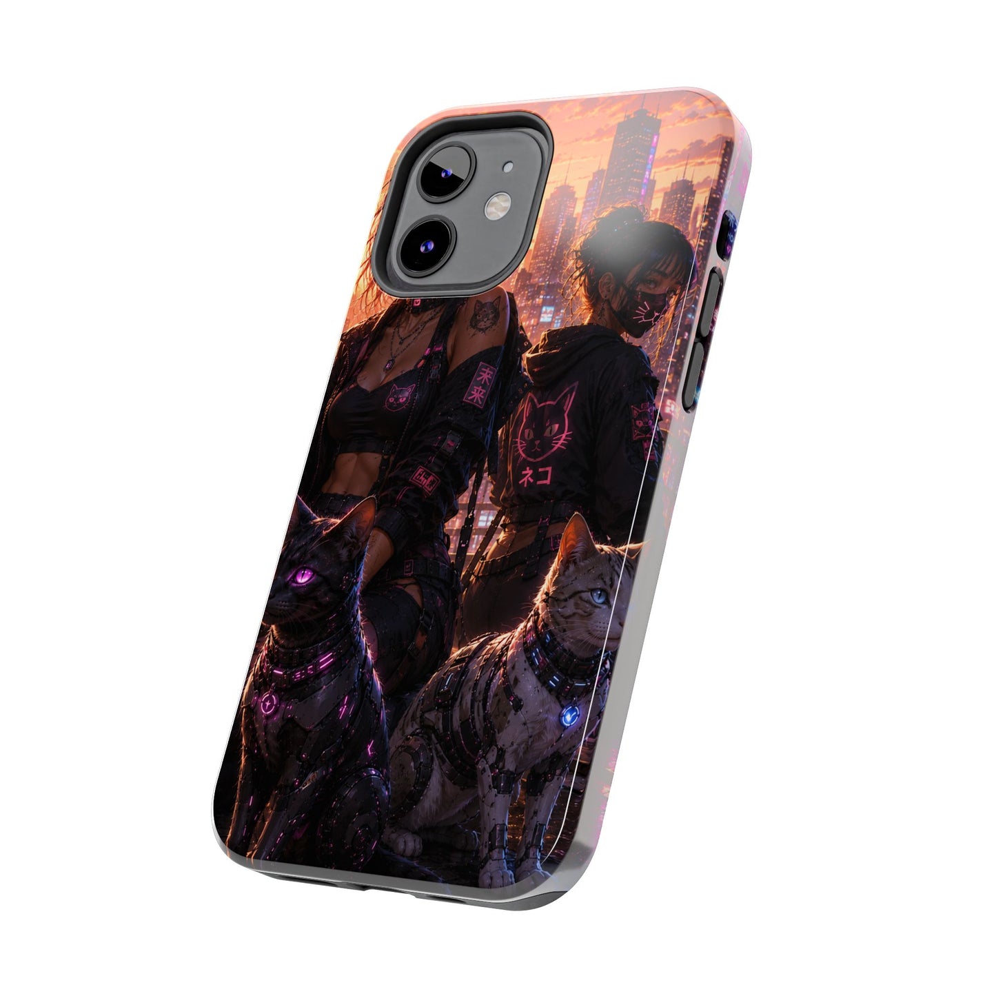 Cyberpunk Pack: Tough Phone Case with Neon Panther & City Sunset