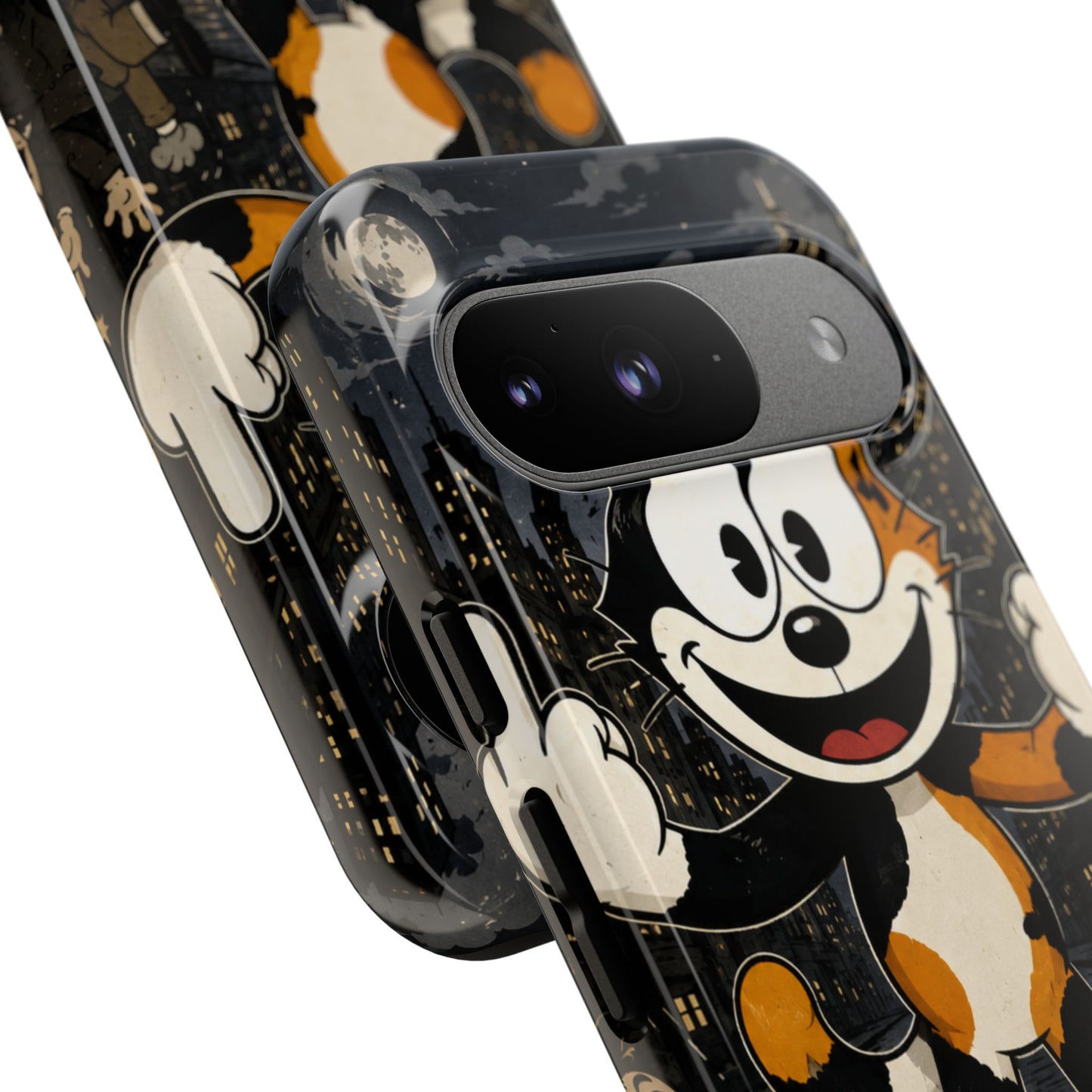 Vintage Cartoon Cat Phone Case — Edgy Felix-Style Illustration