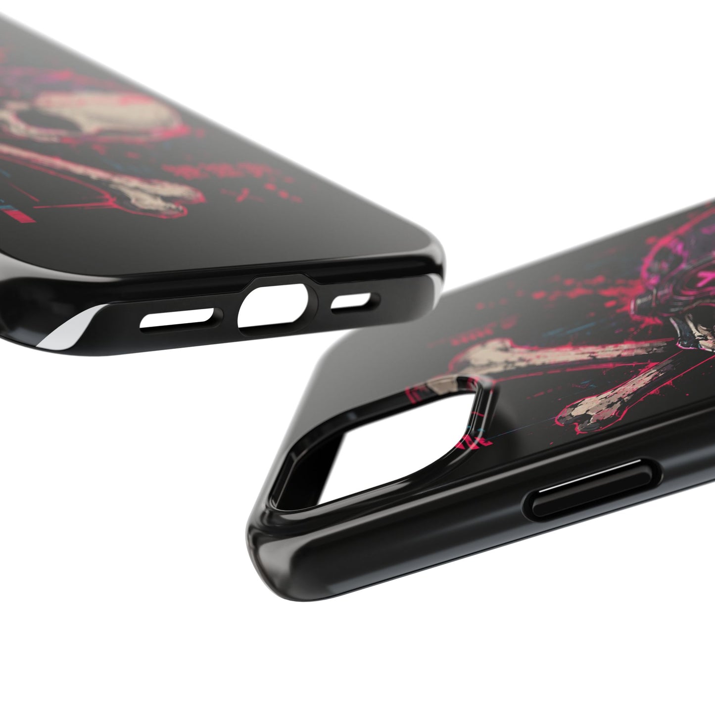 Skull & Crossbones Tough Phone Case — Neon Cyberpunk Skull Design
