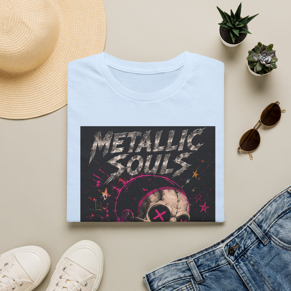 Metallic Souls Skull T‑Shirt — Retro Grunge Rock Tee
