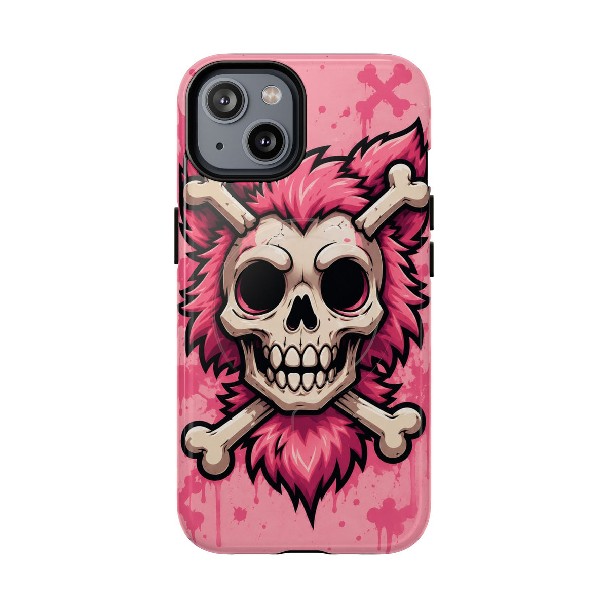 Pink Skull & Crossbones Tough Magnetic Phone Case — Punk Rock Protective Cover