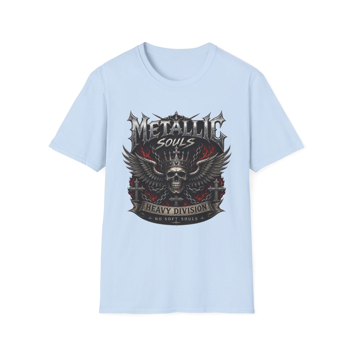 Metallic Souls Graphic T-Shirt — Gothic Skull & Wings Heavy Metal Tee