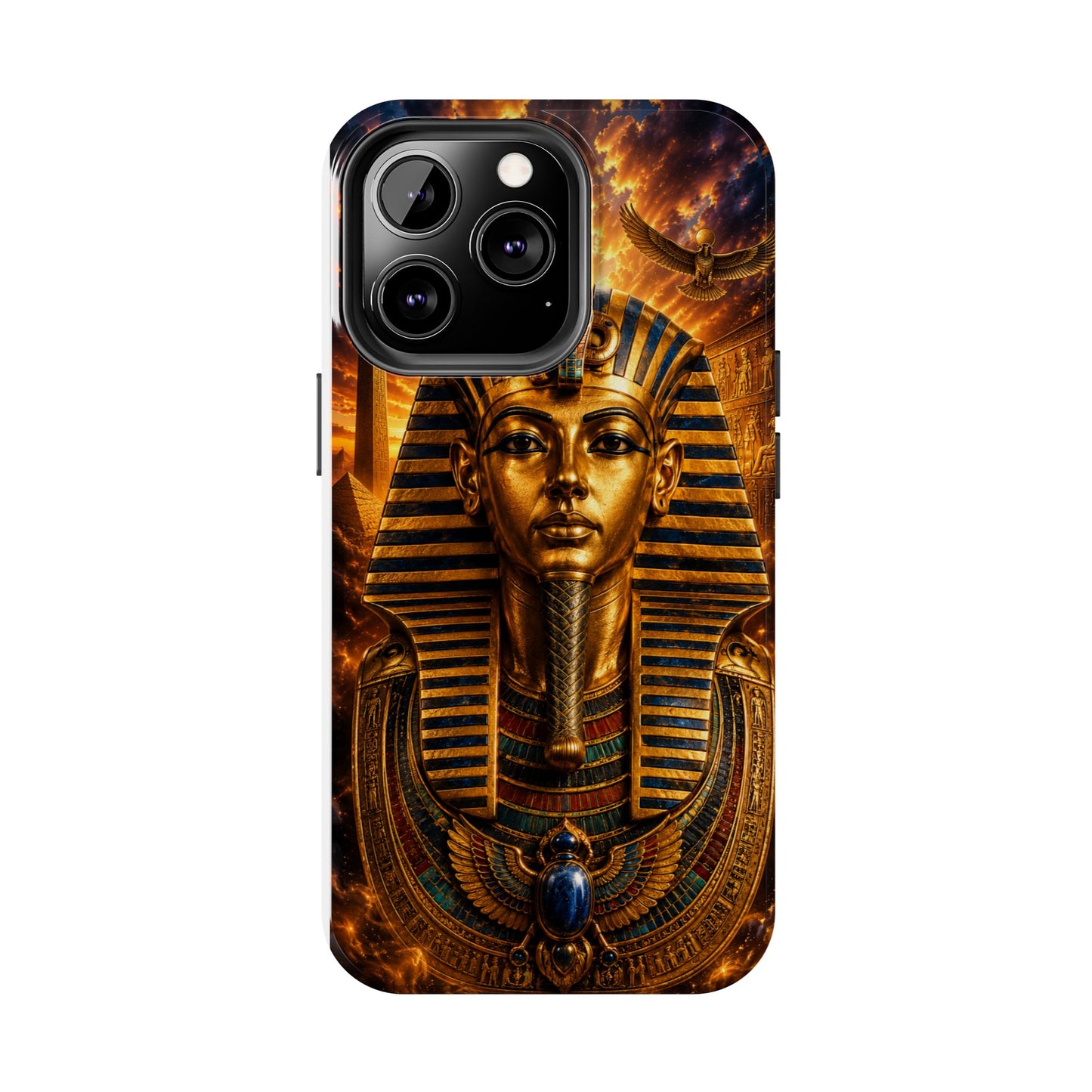 Egyptian Pharaoh Tough Phone Case — Protective Golden Tutankhamun Design