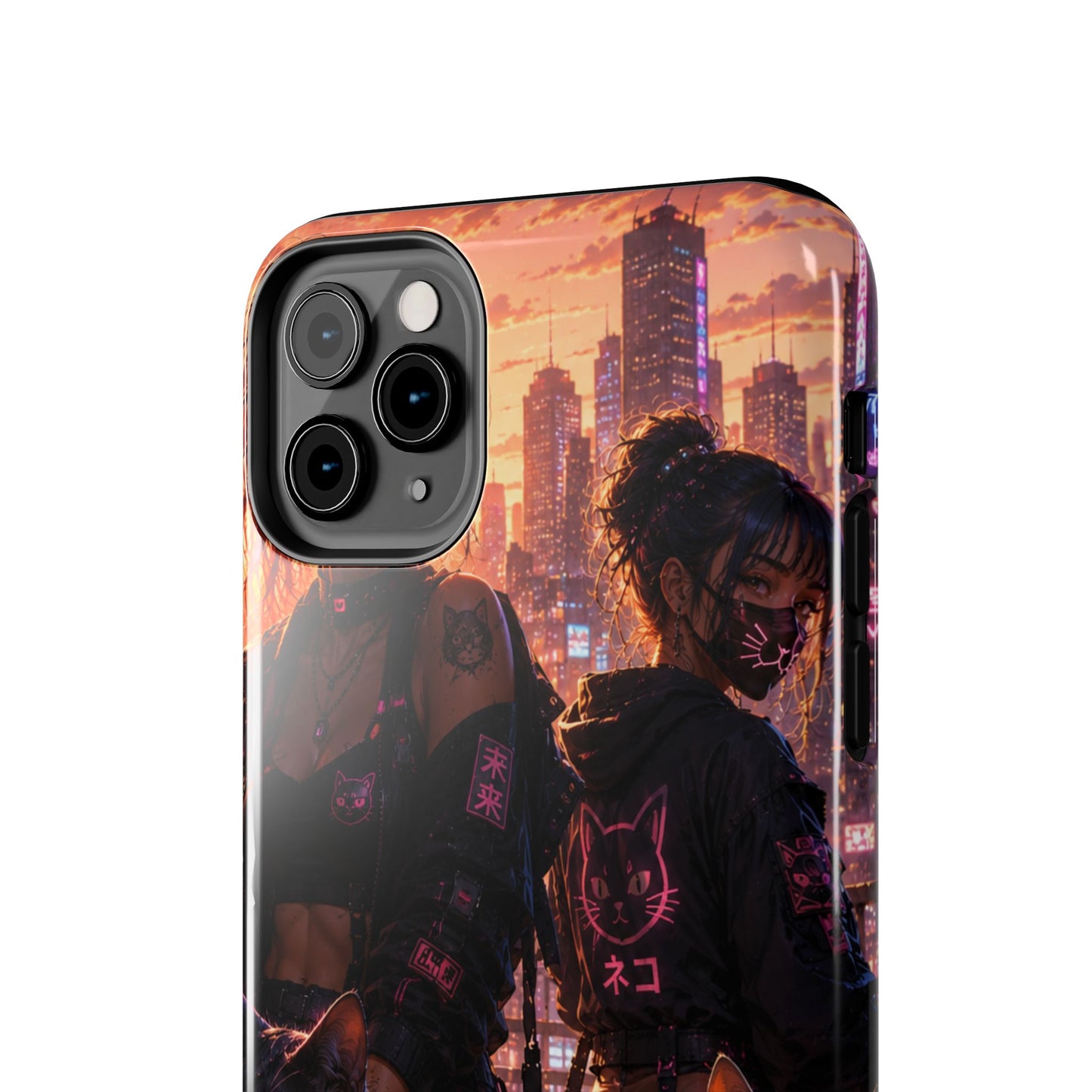 Cyberpunk Pack: Tough Phone Case with Neon Panther & City Sunset