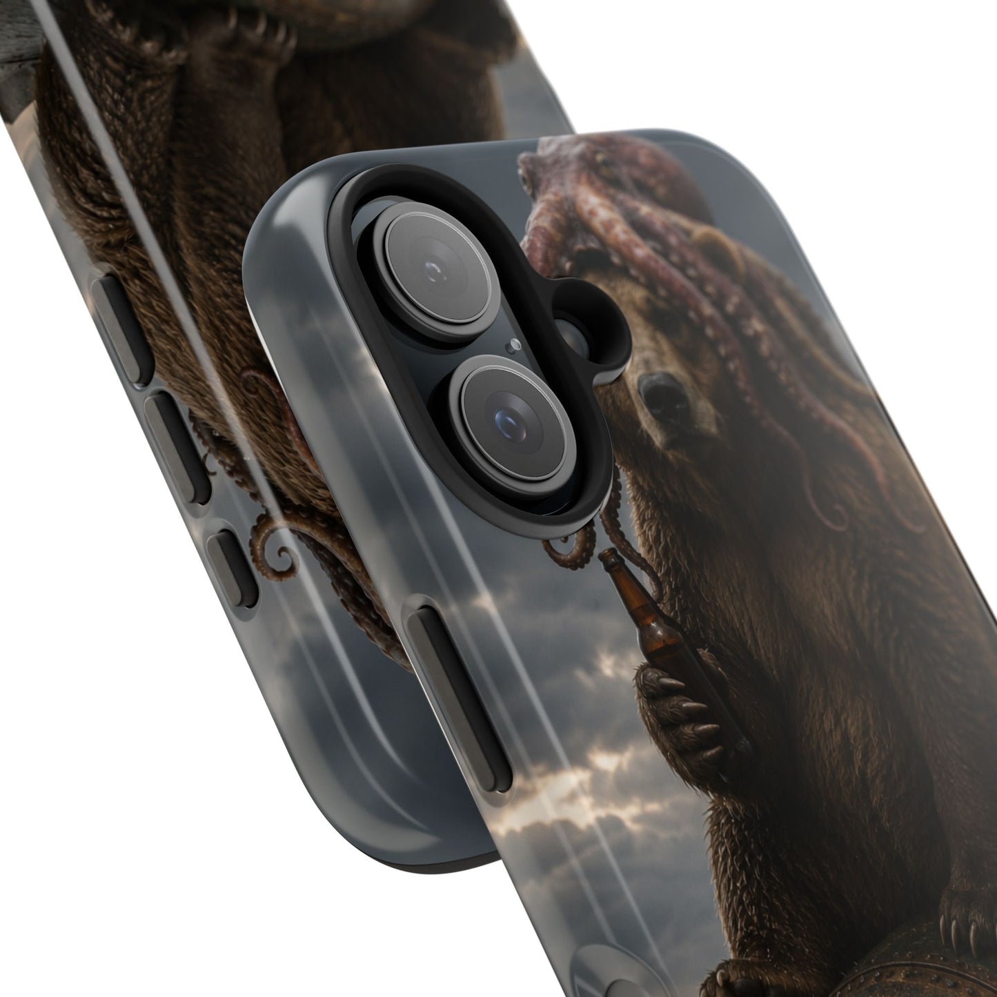 Tough Phone Case — Post‑Apocalyptic Bear with Octopus Helmet on Nuclear Bomb