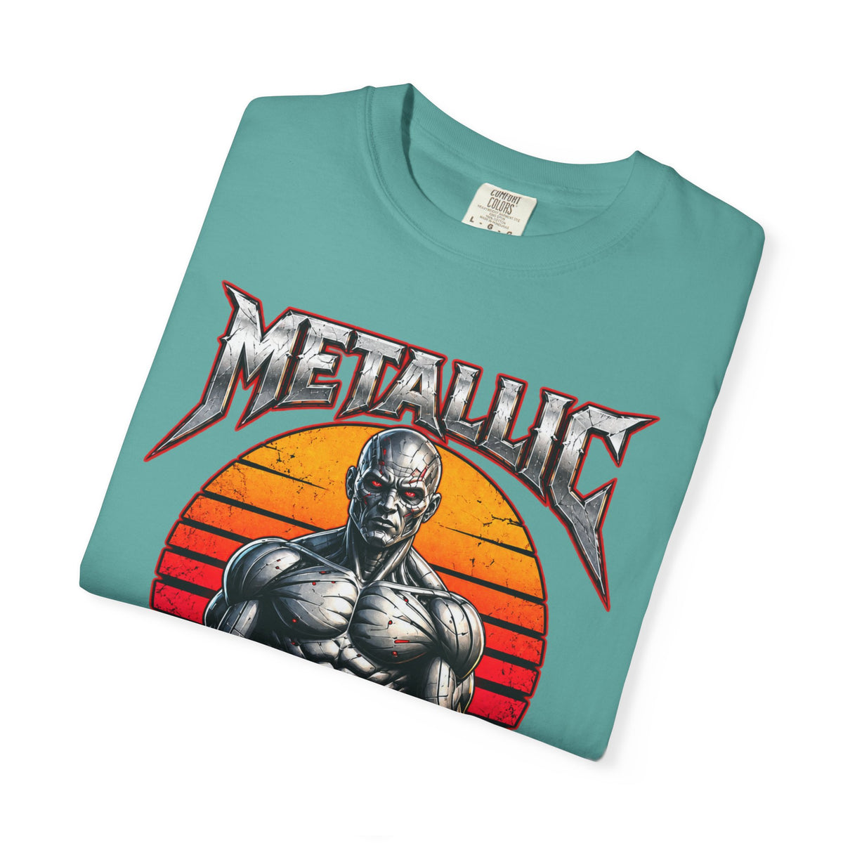 Metallic Souls T-Shirt — Retro Sunset Muscular Warrior Graphic Tee