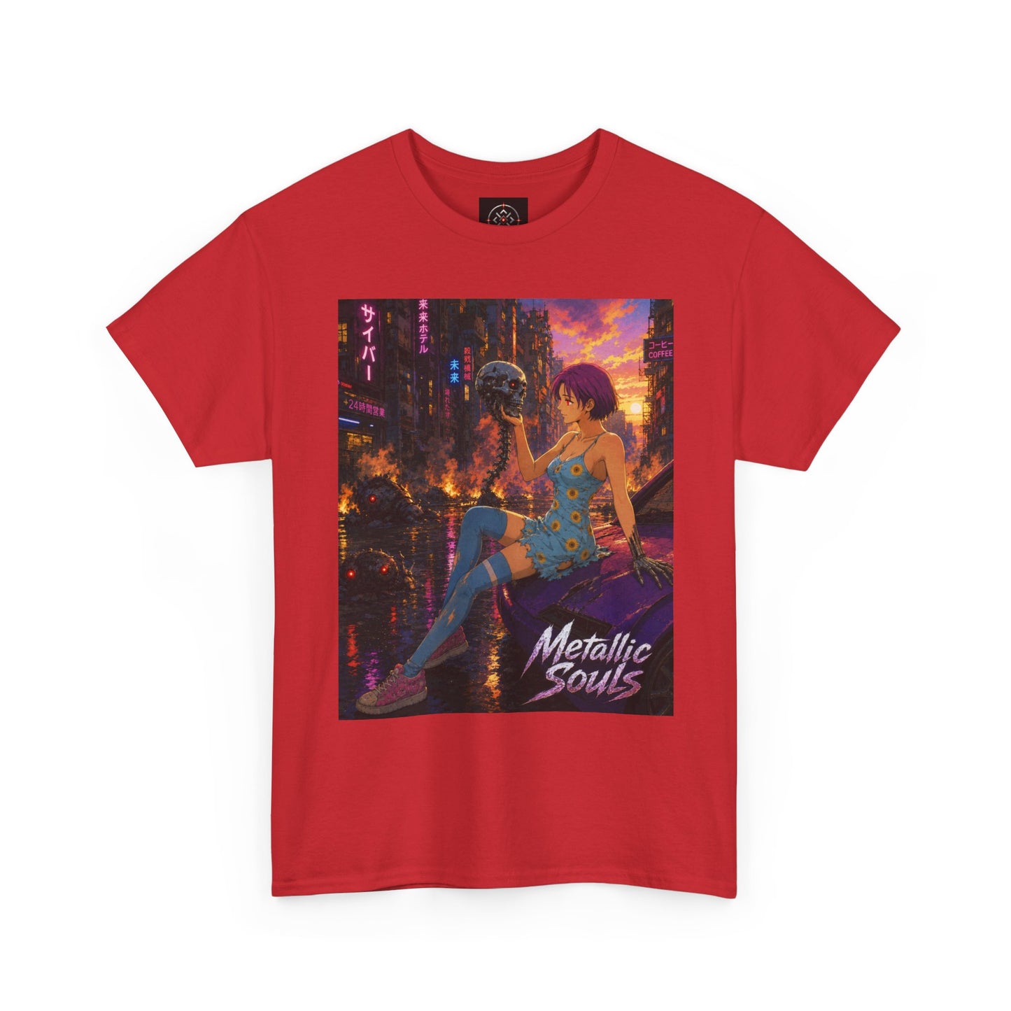 Metallic Souls Tee — Cyberpunk Anime Graphic T-Shirt