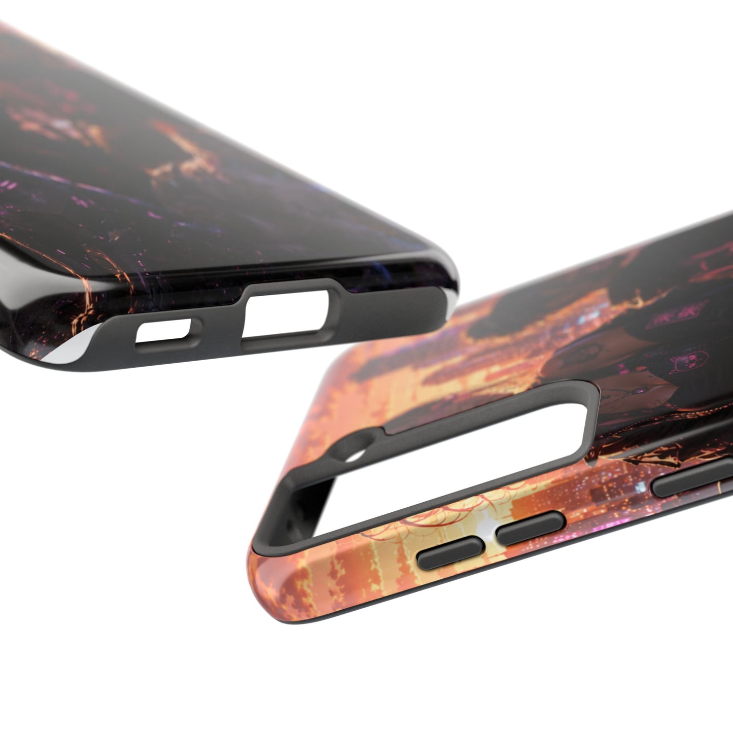 Cyberpunk Pack: Tough Phone Case with Neon Panther & City Sunset