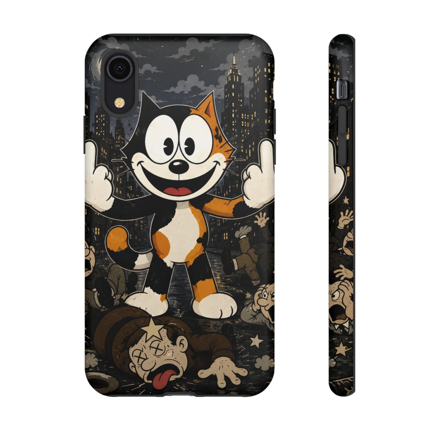 Vintage Cartoon Cat Phone Case — Edgy Felix-Style Illustration