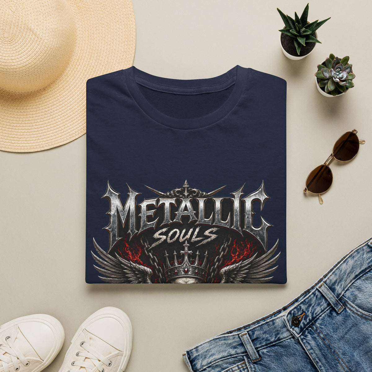 Metallic Souls Skull Tee — Heavy Metal Band Graphic T-Shirt