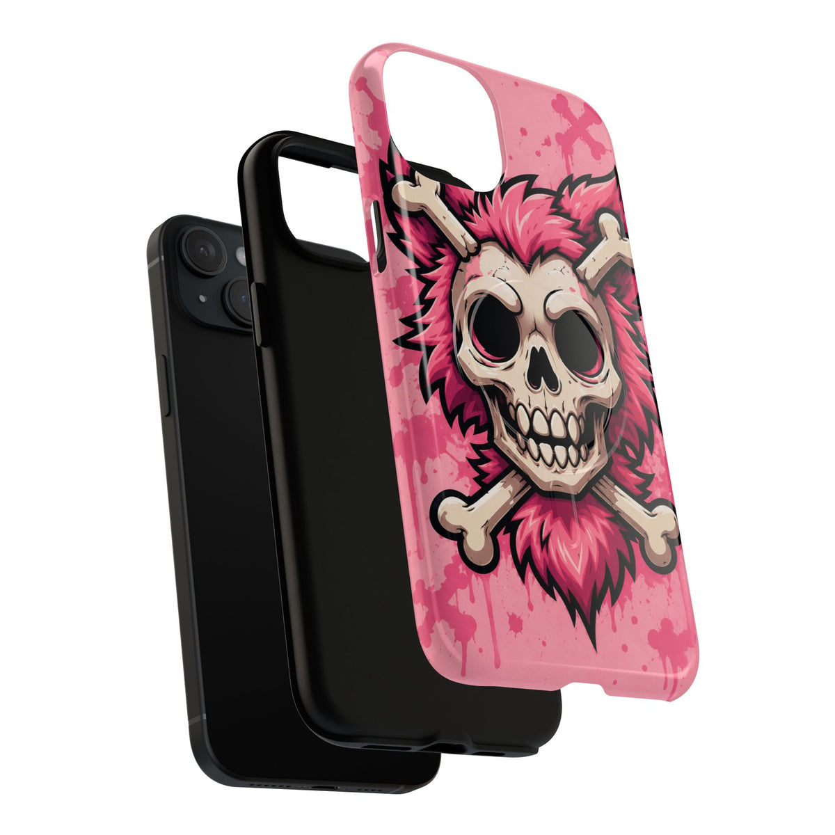 Pink Skull & Crossbones Tough Magnetic Phone Case — Punk Rock Protective Cover