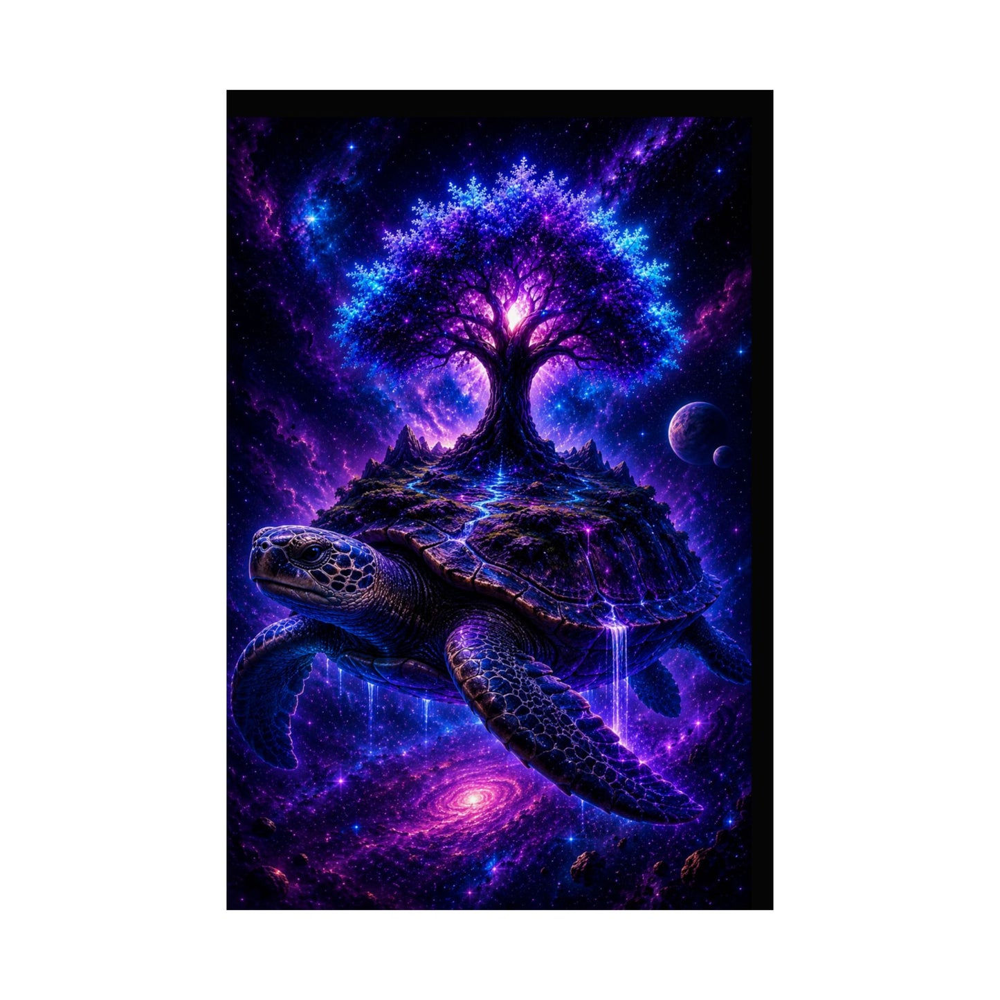 Cosmic Turtle Poster — Mystic Tree on Turtle Shell Matte Vertical Wall Art