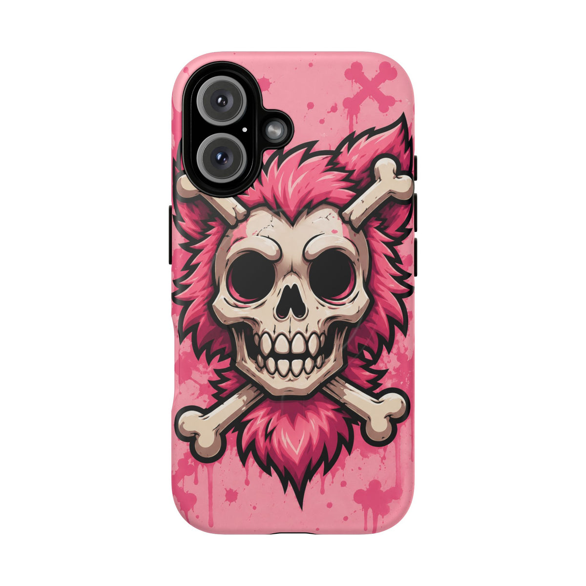 Pink Skull & Crossbones Tough Magnetic Phone Case — Punk Rock Protective Cover