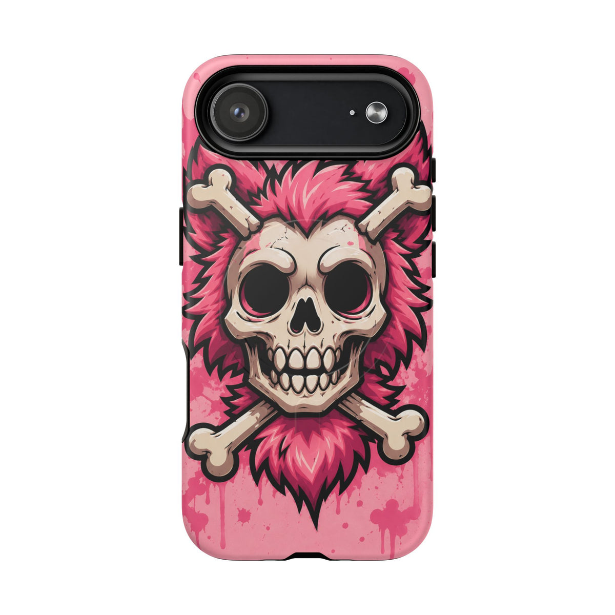 Pink Skull & Crossbones Tough Magnetic Phone Case — Punk Rock Protective Cover
