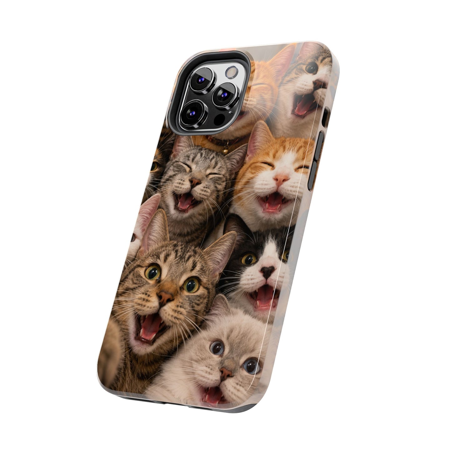 Tough Smiling Cats Collage Phone Case – Cute Cat Faces for iPhone