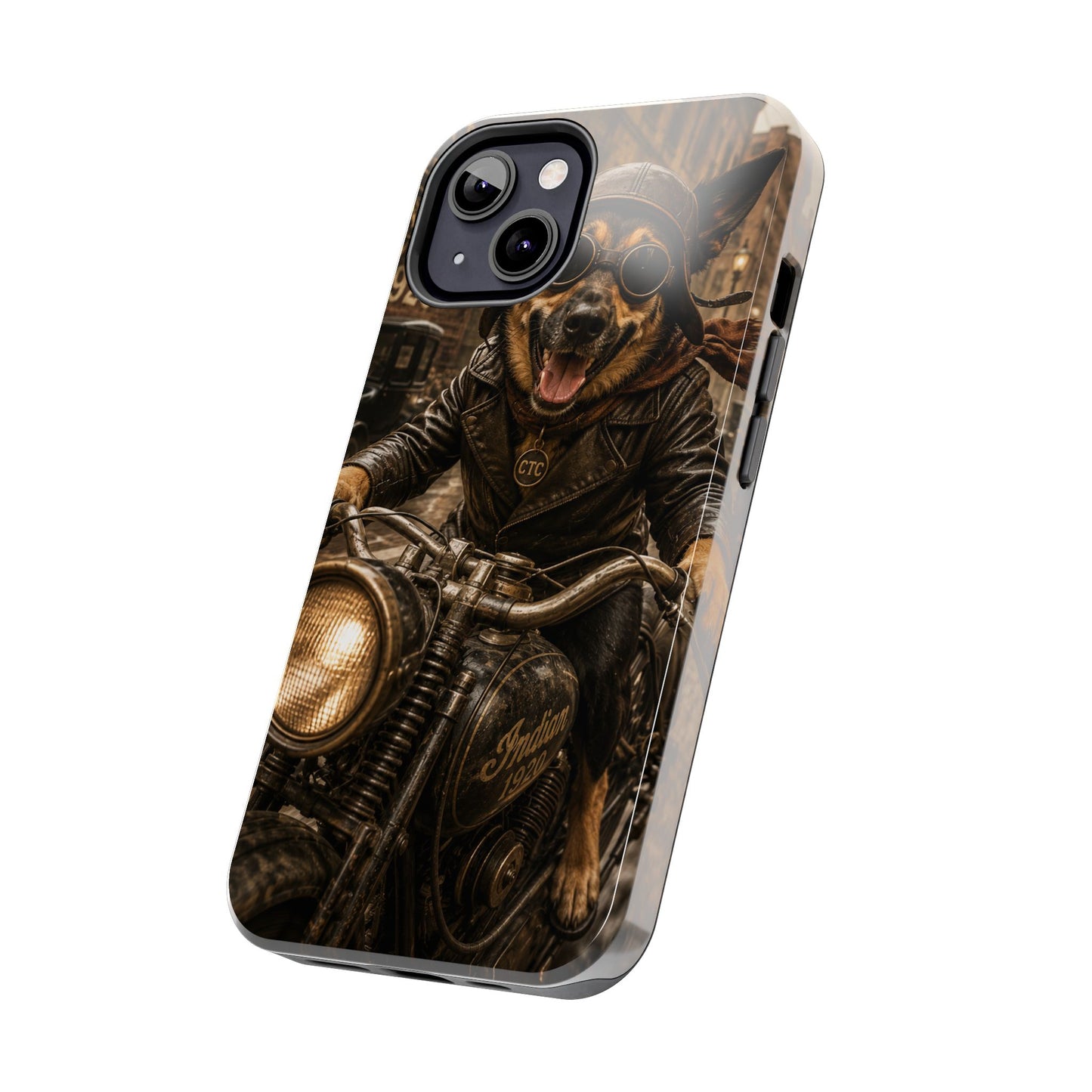 Phone Case — Biker Dog Riding Motorcycle Protective Tough Cover