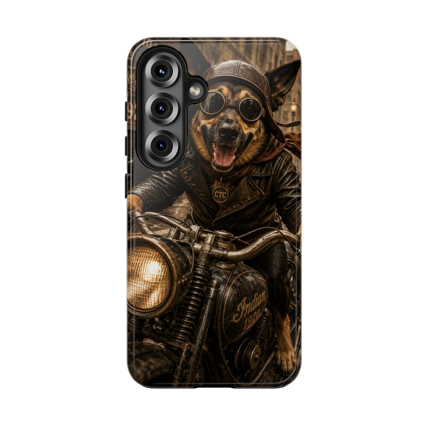 Phone Case — Biker Dog Riding Motorcycle Protective Tough Cover