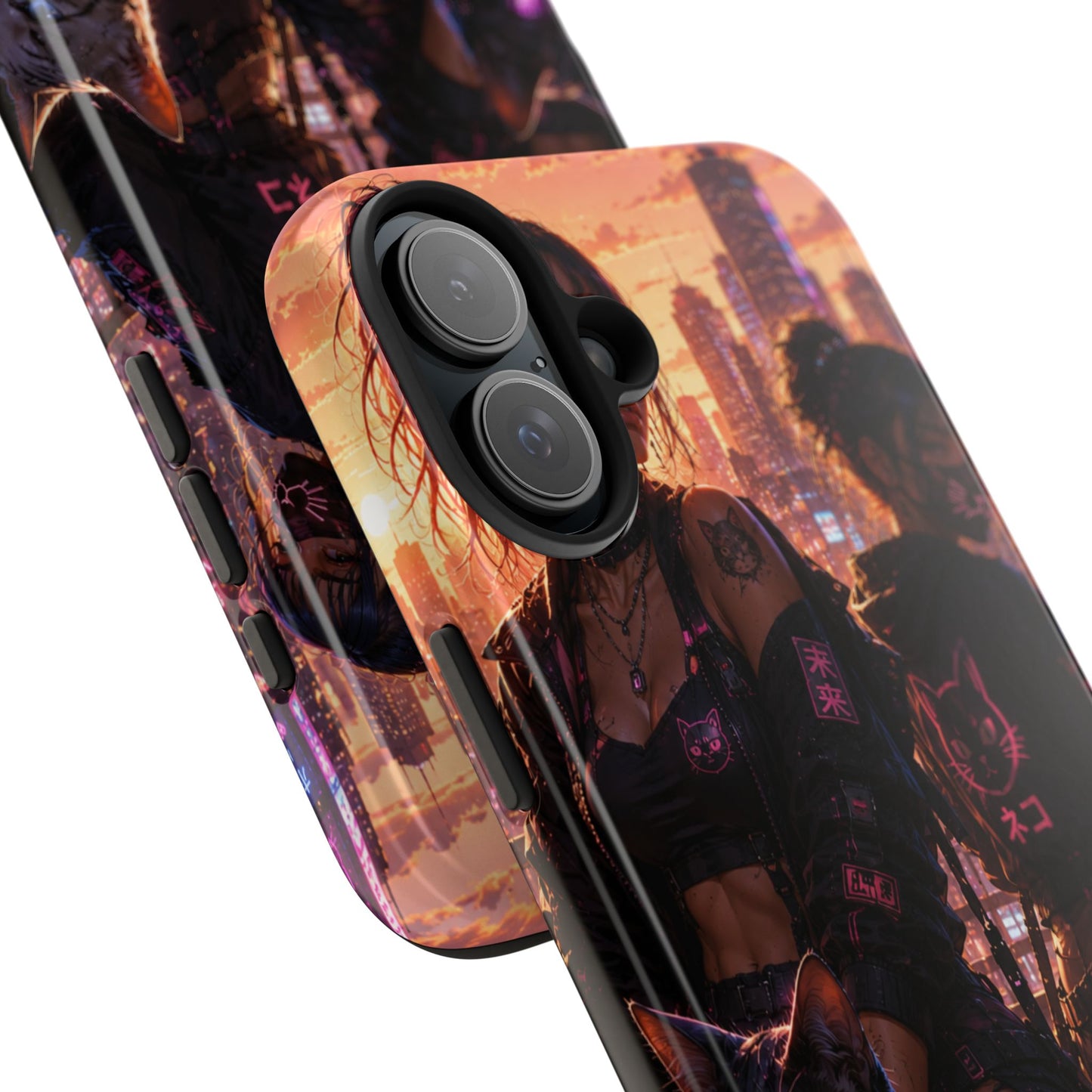 Cyberpunk Pack: Tough Phone Case with Neon Panther & City Sunset