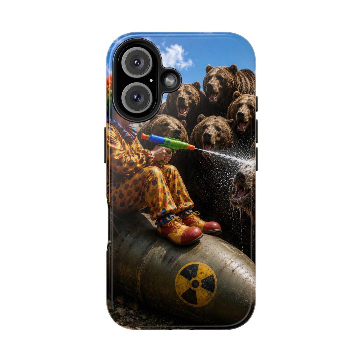 Tough Phone Case — Surreal Clown vs. Bears Protective Phone Cover
