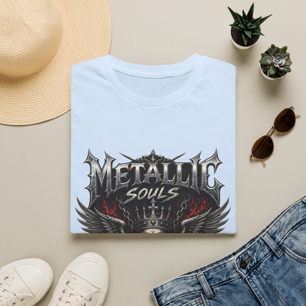 Metallic Souls Skull Tee — Heavy Metal Band Graphic T-Shirt