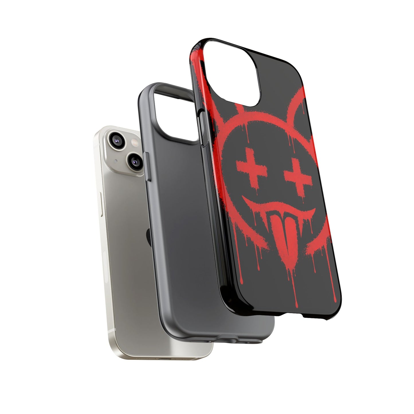 Phone Case - Metallic Souls Red Drip Smiley Graffiti Design