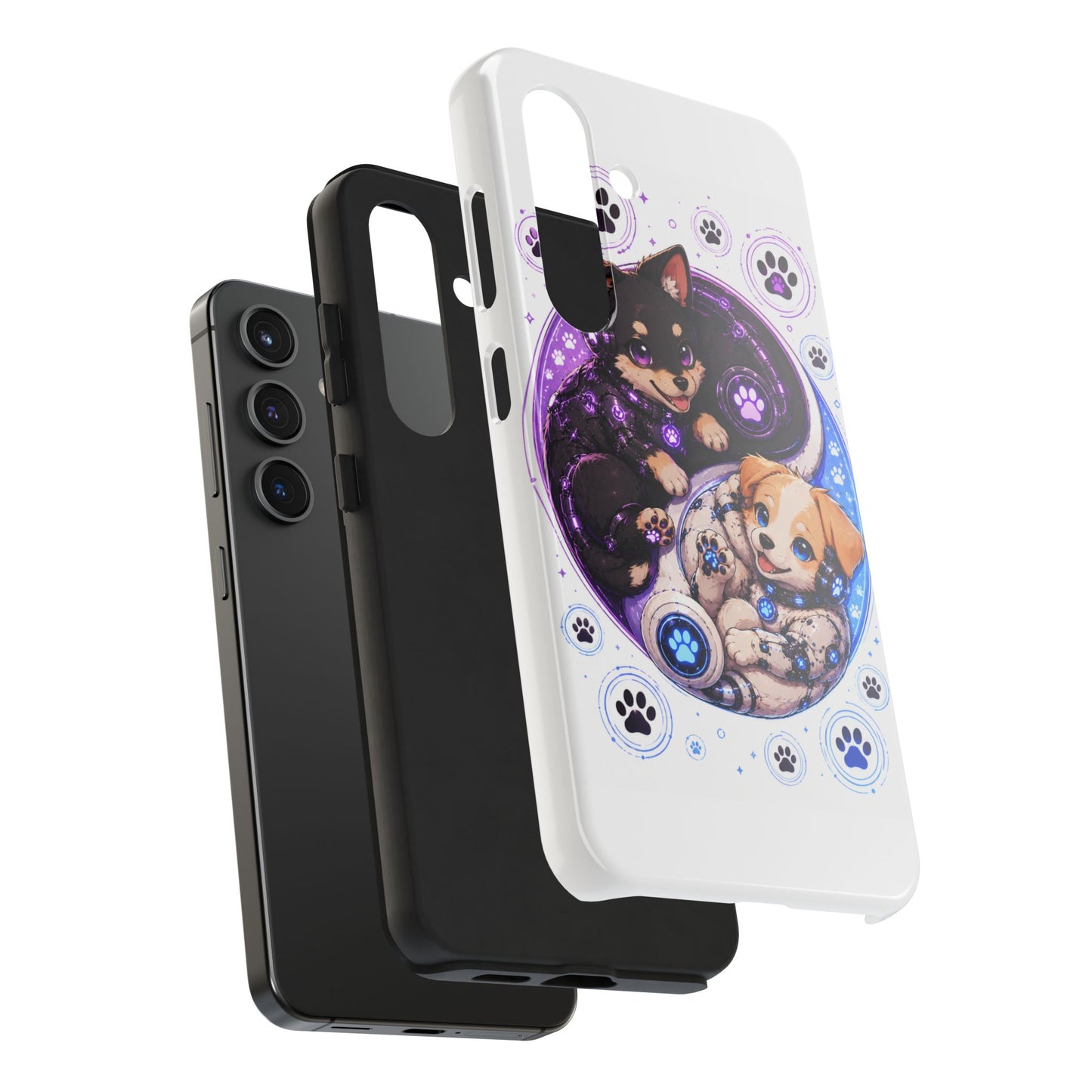 Yin Yang Puppy Tough Phone Case — Cute Paw Print Dog Protector