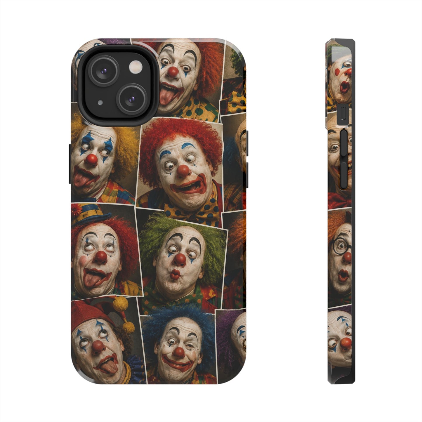 Clown Collage Tough Phone Case — Retro Carnival Horror Pattern