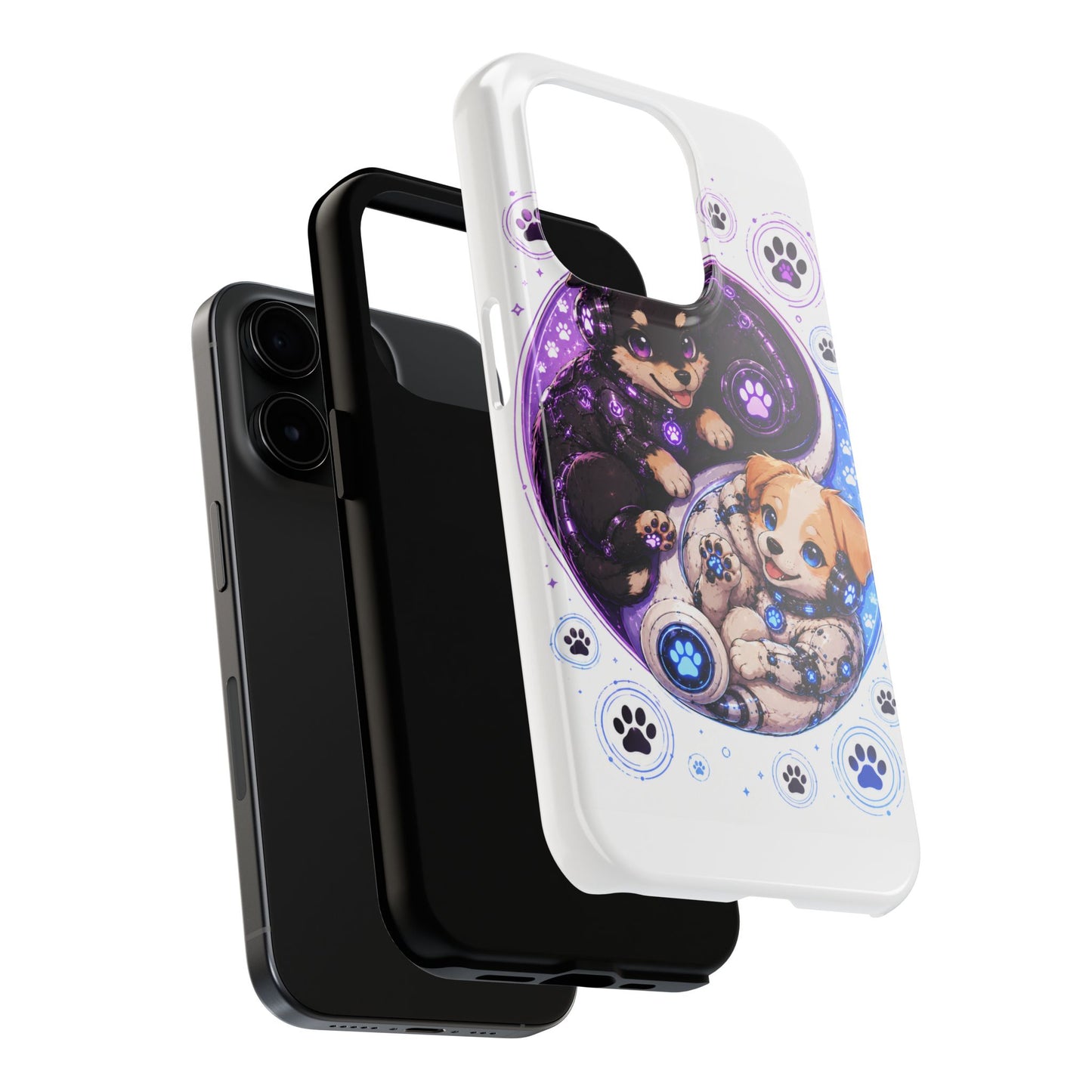 Yin Yang Puppy Tough Phone Case — Cute Paw Print Dog Protector