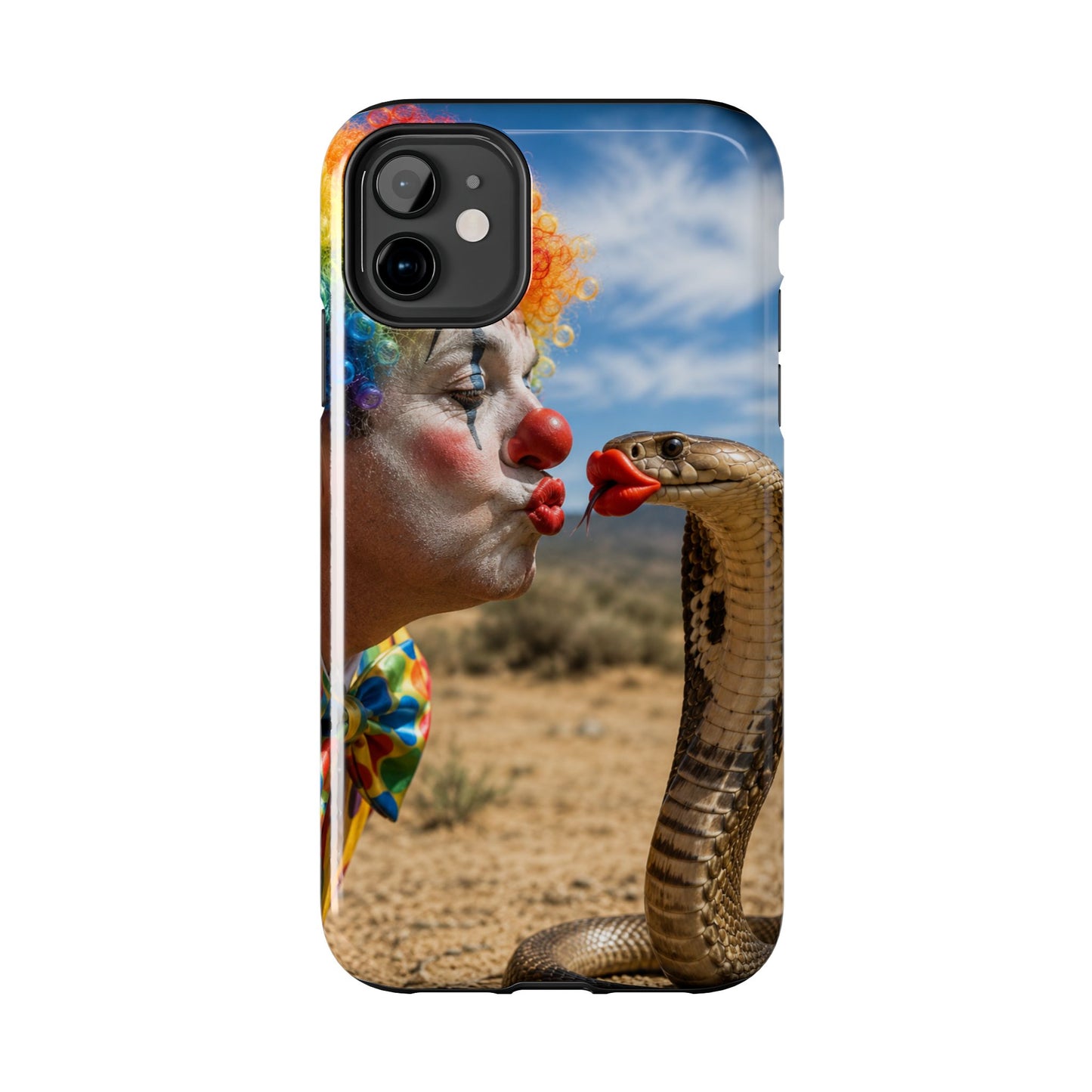 Clown & Cobra Tough Phone Case — Funny Kiss Design, Shockproof Protective Cover