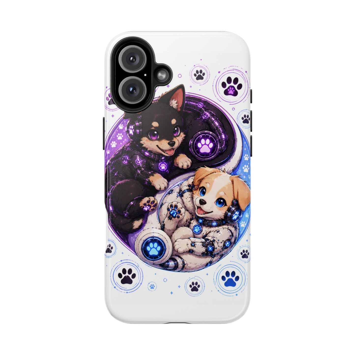 Yin Yang Puppy Tough Phone Case — Cute Paw Print Dog Protector