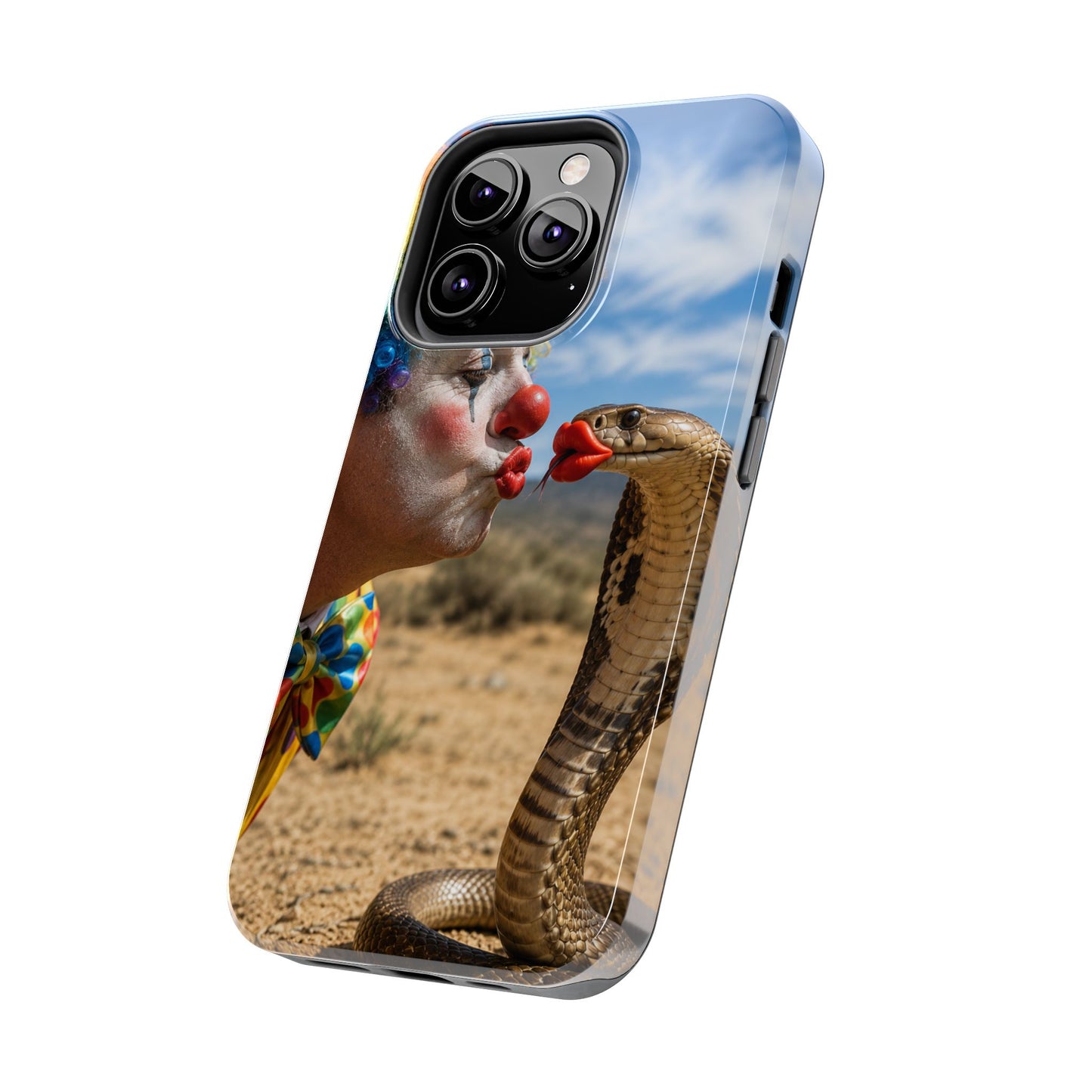 Clown & Cobra Tough Phone Case — Funny Kiss Design, Shockproof Protective Cover