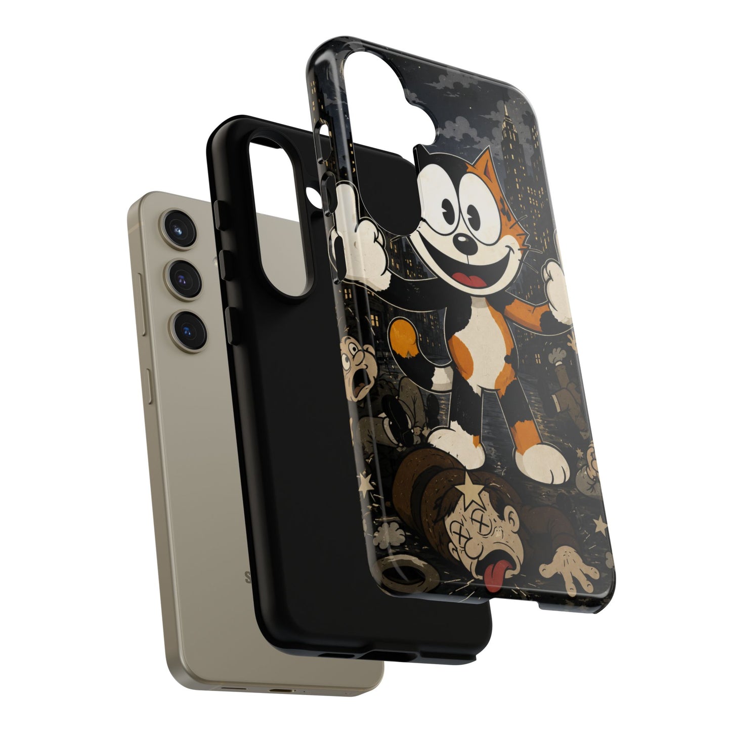 Vintage Cartoon Cat Phone Case — Edgy Felix-Style Illustration