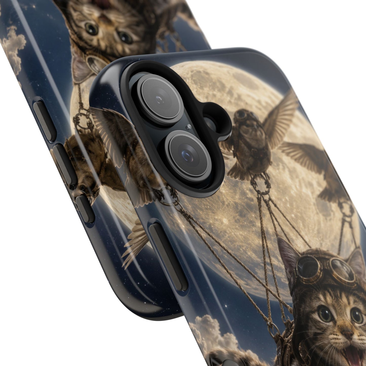 Cat Pilot Phone Case — Adventure Kitty Moonlit Flight Tough Protection