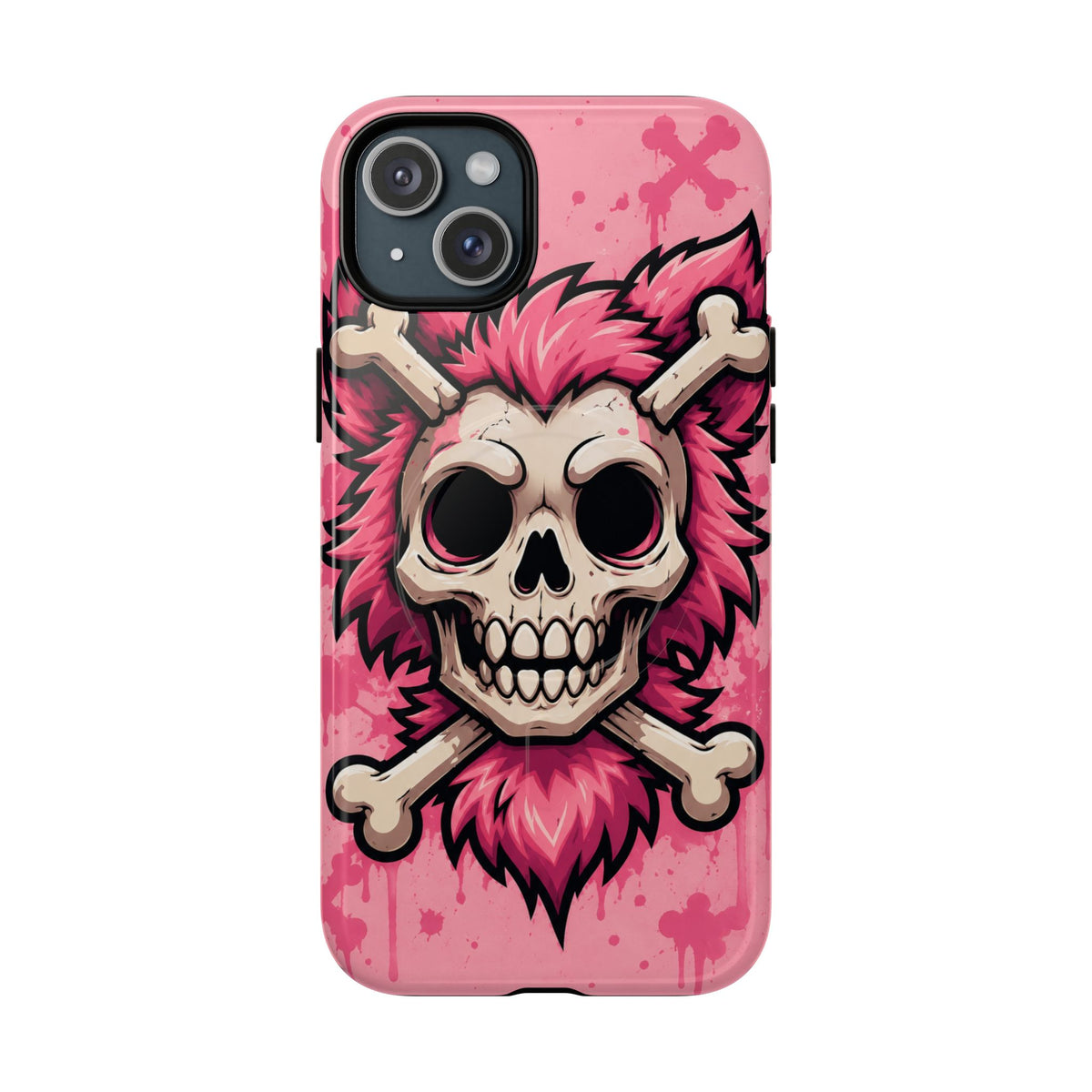 Pink Skull & Crossbones Tough Magnetic Phone Case — Punk Rock Protective Cover