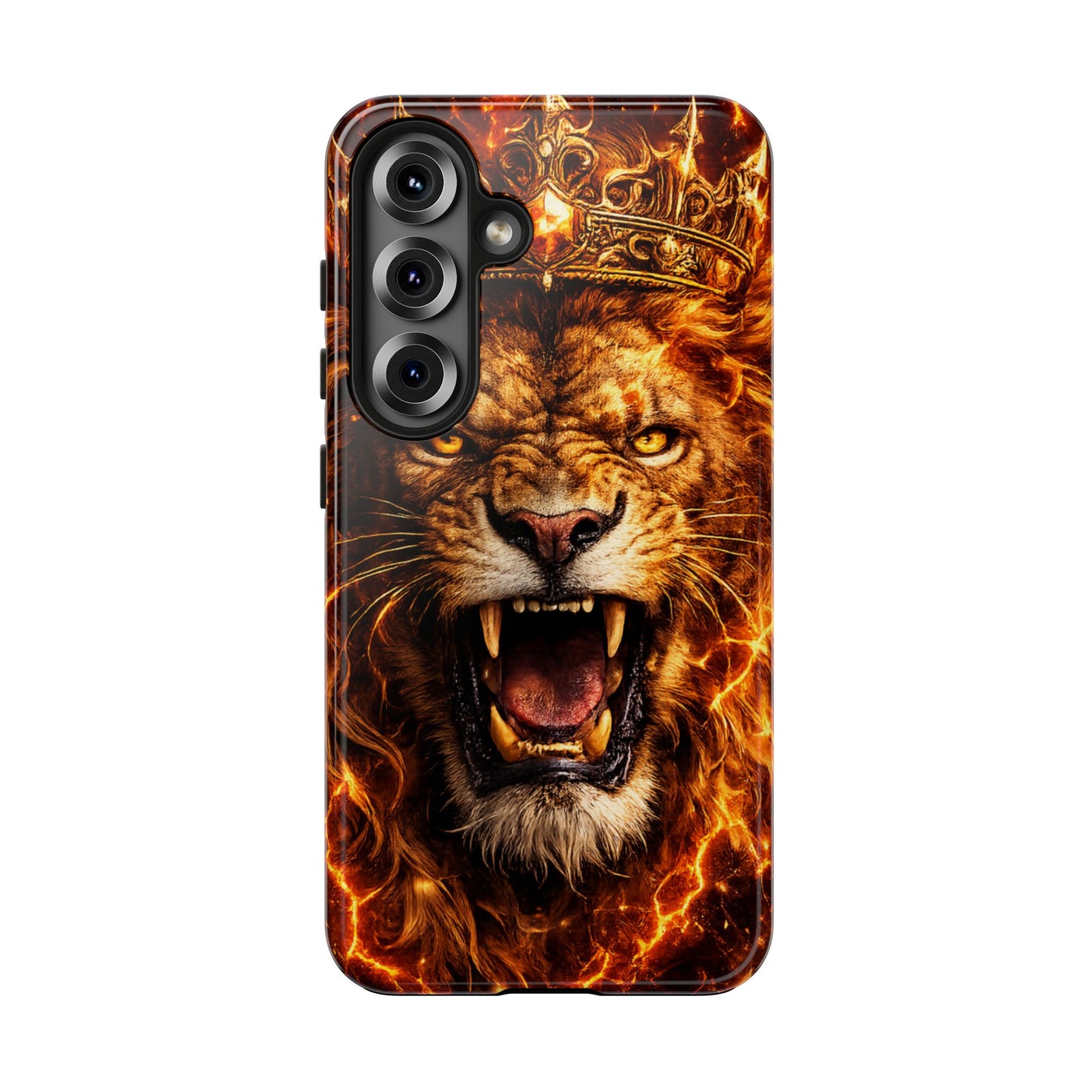 Fiery Lion King Tough Phone Case — Protective iPhone Case with Roaring Crown Design