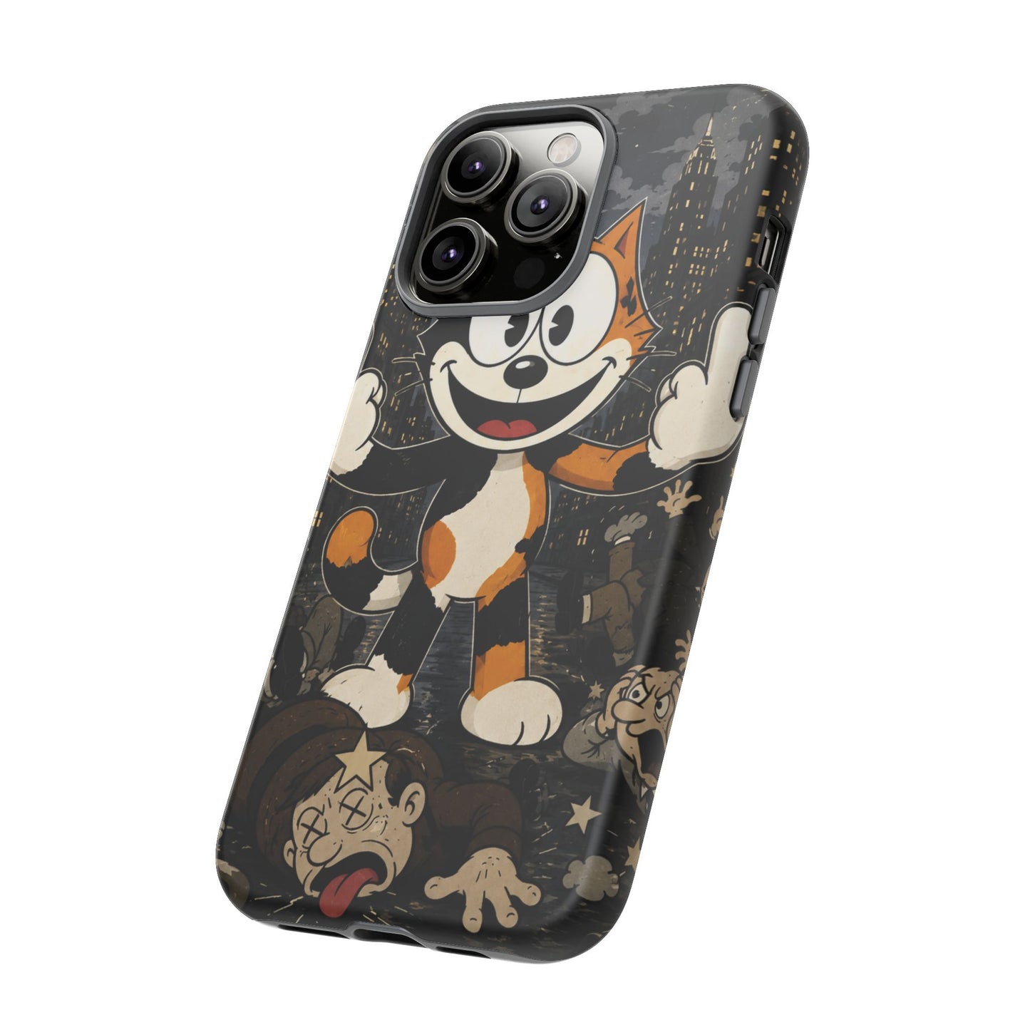 Vintage Cartoon Cat Phone Case — Edgy Felix-Style Illustration
