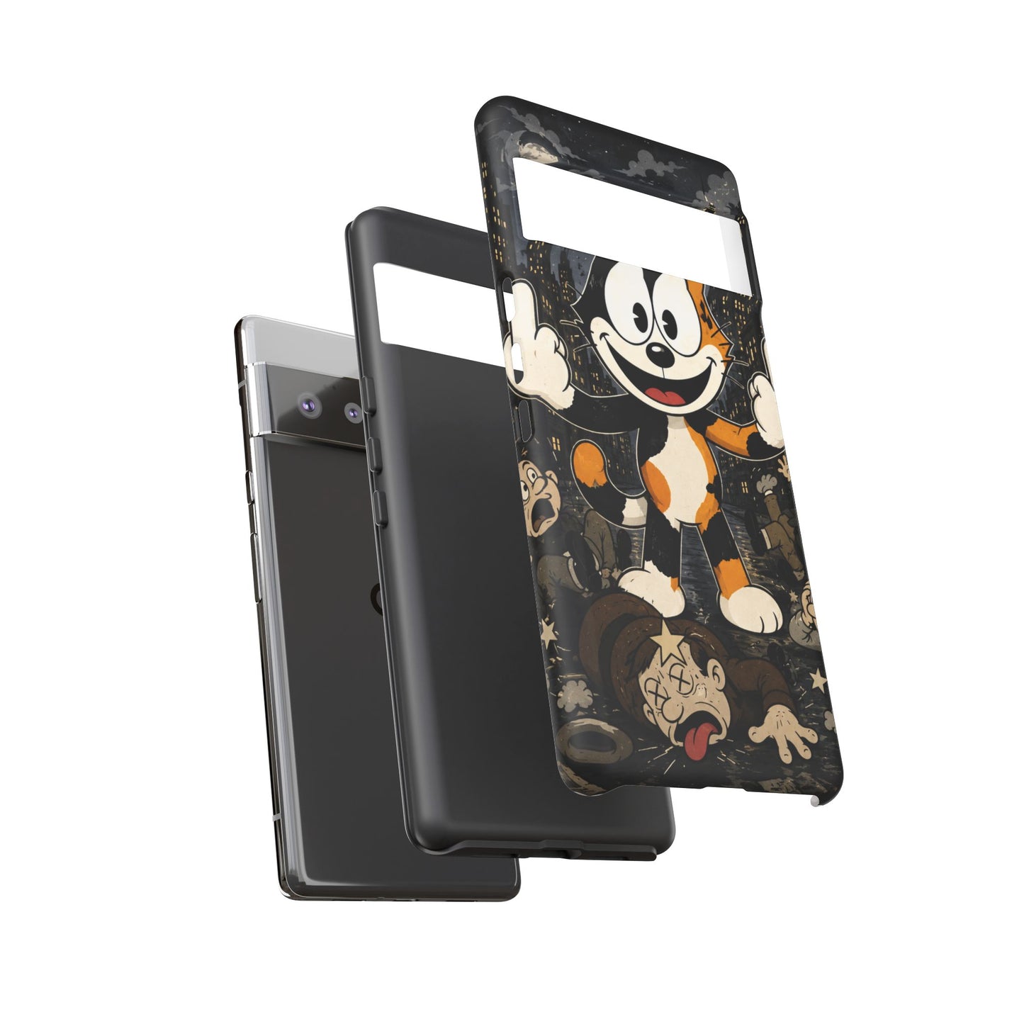 Vintage Cartoon Cat Phone Case — Edgy Felix-Style Illustration