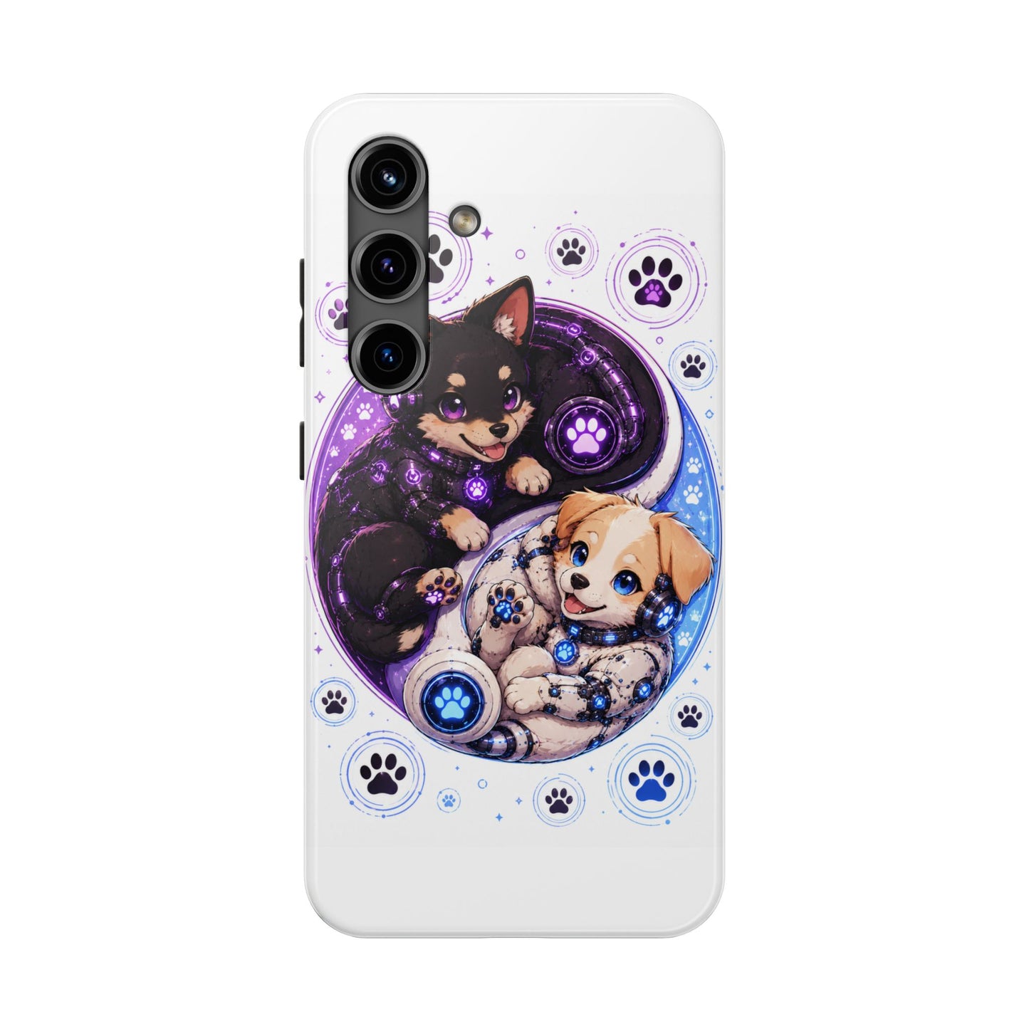 Yin Yang Puppy Tough Phone Case — Cute Paw Print Dog Protector